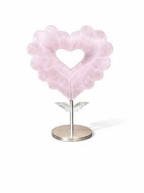 Rose Quartz Heart Carving on Stand